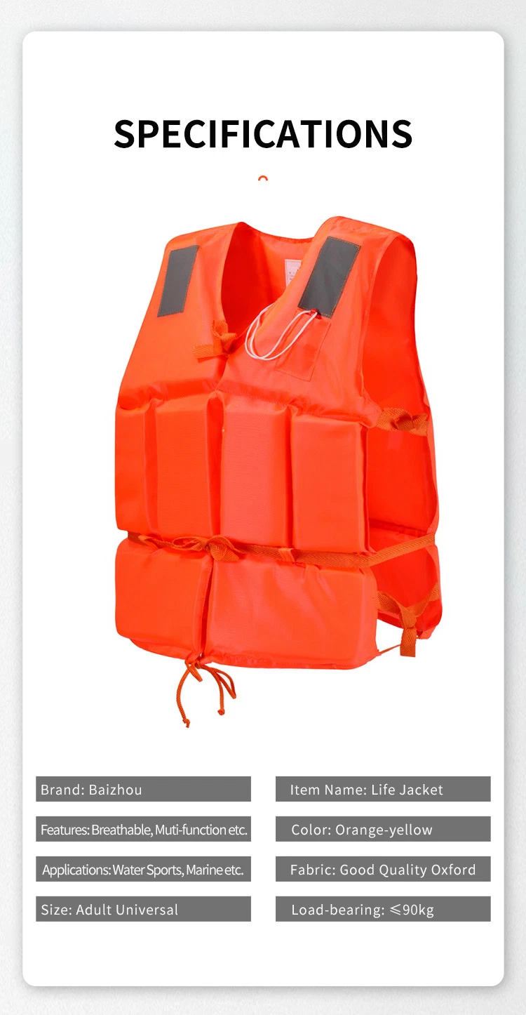 Factory Supplying Cheap Foam Orange Work Life Jacket