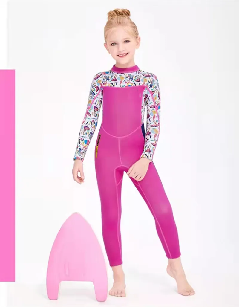 Neoprenanzug für Kinder, Mädchen, Badeanzug, Ganzanzug, langärmlig, Kleinkind, Kind, Junior, Jugend, Schwimmen, Tauchen, Surfen